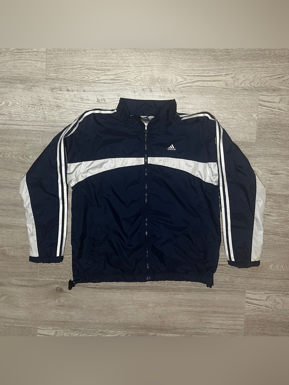 Vintage Adidas Navy and White Windbreaker Jacket